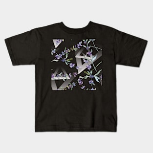 Lavender Flower Watercolor Geometric Design Kids T-Shirt